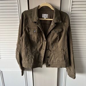 Market & Spruce Olive Jean Jacket